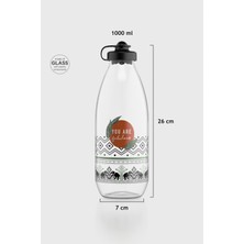 Renga Ufo Yazı Desenli 1000 ml Cam Şişe 182052 Siyah