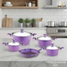 Arzu Çelik 9 Parça Granit Set Çelik Kapak - Violet