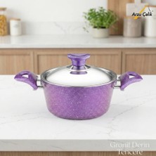 Arzu Çelik 18 Cm Granit Derin Tencere Çelik Kapak - Violet