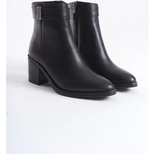 Manzo Inusual Hakiki Deri Tokalı Fermuarlı Yuvarlak Burun Bot