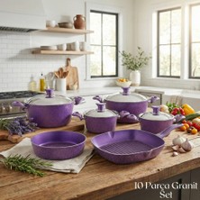 Arzu Çelik 10 Parça Granit Set Çelik Kapak - Violet