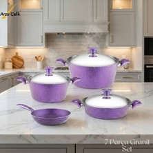 Arzu Çelik 7 Parça Granit Set Çelik Kapak - Violet
