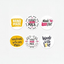 Koliciabla Karışık Hand Made Sticker Seti (4x4cm - 7 Farklı Model) - 70 Adet  Emeğinizin En Güzel İmzası