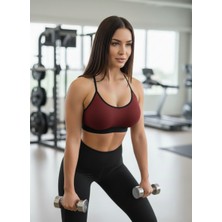 Mistirik Astura Model Içi Pedli Esnek Yapılı Kadın Spor Büstiyer Bordo Renk