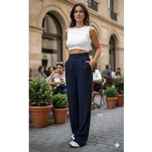 Eceylül Moda Scuba Krep Önden Pileli Beli Çırt Kapamalı Palazzo Pantolon(Kısa Süreliğine Lansman Fiyatı)