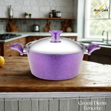 Arzu Çelik 24 Cm Granit Derin Tencere Çelik Kapak - Violet
