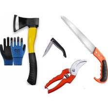 Normadia Bahçe Alet Seti 5 Parça, Bağ Budama, Testere, Çakı, Balta, Eldiven