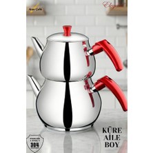 Elegant Küre Aile Boy Bakalit Kulplu Çaydanlık Takımı-Elma Şekeri