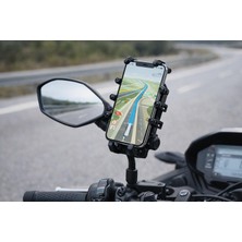 Viamean Motosiklet Ayna Montajlı Telefon Tutucu Düz Model Sağlam Tutuş