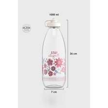 Renga Ufo Yazı Desenli 1000 ml Cam Şişe 182052 Bej