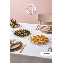 Glamis Selen Concept Güneş Model Büyük Boy El Yapımı Cam Tatlı ve Sunum Tabağı 2'li Set
