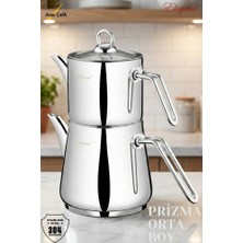 Elegant Prizma Orta Boy Çelik Kulplu Çaydanlık Takımı