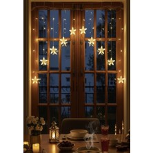 Brokoli Home 12 Saçaklı Yıldız Perde LED Gün Işığı 2,5 Metre Fişli 8 Fonksiyonlu Ramazan Led Işık Şerit Let Ramazan Süsü