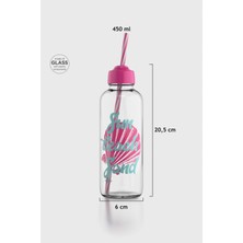 Renga Felix Sun Beach Desenli 450 ml Pipetli Cam Şişe 182055 Pembe