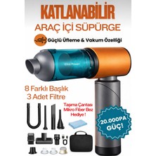 Nivego Nvg 20.000PA Brushless Kablosuz Katlanabilir Şarjlı Araç Içi Basınçlı Üfleme & Çekme Süpürgesi  7800MAH, Hepa Filtre, 3 Mod, Pro Üfleme–şişirme Fonksiyonu