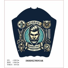 PolenPlus Lüx Berber Saç Kesim Önlüğü Dijital Baskılı Penuar 04