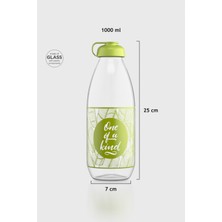 Renga Milky Desenli 1000 ml Cam Şişe 182058 Yeşil