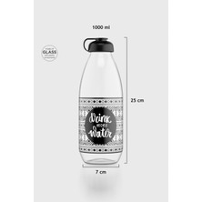 Renga Milky Desenli 1000 ml Cam Şişe 182058 Siyah