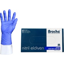 Broche Tek Kullanımlık Pudrasız Nitril Eldiven M Beden Kobalt Mavi 100'LÜ