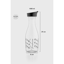Renga Odesa Çiçek Desenli 1000 ml Cam Karaf 212010 Siyah