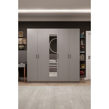 Asra Trend Lüks 5 Kapaklı Çekmeceli Gardırop %100 MDF Askılı Aynalı Düzenleyici Elbise Dolabı G-04