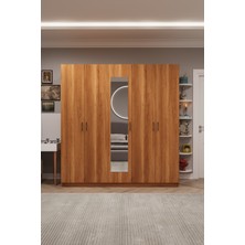 Asra Trend Lüks 5 Kapaklı Çekmeceli Gardırop %100 MDF Askılı Aynalı Düzenleyici Elbise Dolabı G-04