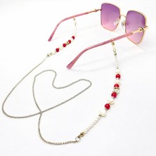 Gözlük İpi Aksesuar Detaylı Kalpli Gözlük Zinciri
