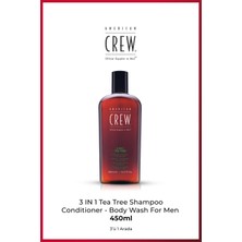 American Crew 3-in-1 Tea Tree 450 ml – Şampuan + Saç Kremi + Duş Jeli | Çay Ağacı Özlü Ferahlatıcı Erkek Bakım Ürünü