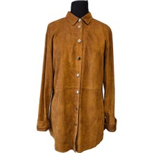 Asus Deri - Helena - Hakiki Kuzu Derisi Süet Taba Renk Gömlek