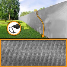 Morilu %95LIK Gri Renk Çit Perdesi - Overloklu - Bahçe Çit Filesi - Gri Çit Gölgeliği - Tel Çit Örtüsü