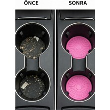 Ozzen Pembe Renk Silikon Araba Bardak Altlığı Kaymaz Mat 65 mm Ergonomik Kullanım ve Şık Görünüm