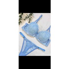 Benela Fashion Mavi Destekli Brode Takım