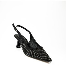 Babalı Alos 9518 Siyah Kısa Topuklu Abiye Kadın Ayakkabı