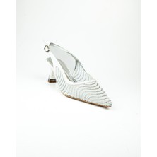 Miss Park Moda Babalı Alos 9518 Beyaz Kısa Topuklu Abiye Kadın Ayakkabı