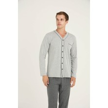 Kly Erkek V. Yaka Boydan Düğmeli Pijama Takımı Konforlu Uyku 9267