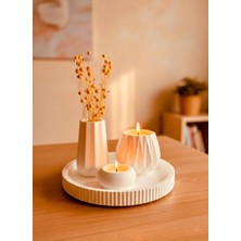 Elmas Vazo + Elmas Mumluk + Düz Mumluk + Desenli Sunum Tepsisi