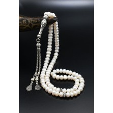 Prestige Gümüş Doğal Inci Taşlı 99'lük Tesbih 925 Ayar Gümüş Püsküllü 6 mm Küre Kesim 902579