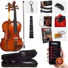 Midex GLA-124 Profesyonel Üst Kalite GÜL Ağacı Keman 4/4 Tam Boy (Yastık Yedek Tel Susturucu Çanta Yay Reçine)