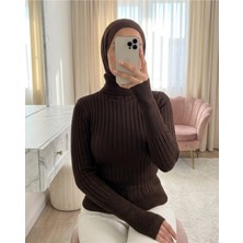 Moda Morfo Balıkçı Yaka Fitilli Triko Kazak       -K. Kahve