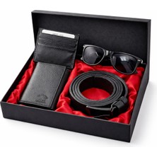 Avca Erkek Cüzdan Kemer Kartlık Kutulu Hediye Seti Damat Bohçası Premium Lüx Erkek Hediye Seti