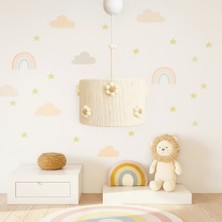 Makrome Krem Papatyalı Çocuk Avize