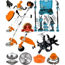 PRO DRAGER Yan Tip Benzinli Tırpan Çim Biçme Makinesi  ve Dal Budama Makas Teleskopik 2 mt  Kollu  Bahçe Seti