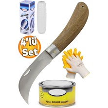 Normadia Eğri Uçlu Bağ Bıçağı ve Aşı Seti, Eldiven, Macun, Bandı (4'lü)