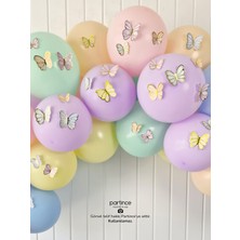 Partince 48 Adet Soft Makaron Pale Kelebek Süsleyici Parti Süsü Kelebek Doğum Günü Süsü Parti Süsleme