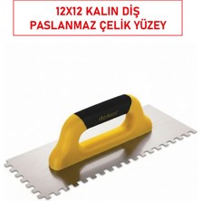 Normadia Seramik Fayans Malası Tarağı 40 cm Kapalı Sap 12X12 Kalın Diş Paslanmaz Çelik