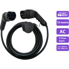 E-Qsr Elektrikli Araç Şarj Kablosu - 22 Kw / 32A / 10 Metre / 3 Faz