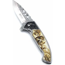 Askerlik Paketi Kamp Outdoor Işlemeli Ayı Model Mtech Çakı 21 cm Kilitli Kemer Klipsli