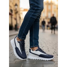 Ebrus Trend ET0246 Lacivert Bağcıklı Yüksek Beyaz Taban Günlük Erkek Ayakkabı