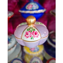 Manushum El Boyama Porselen Kapaklı Papatya Lokumluk-Lila