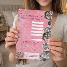 Setpak Doğum Günü Partisi Anı Kartları - 10 Adet - Oyun Kartı - Pembe Baskılı